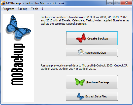 MOBackup - Outlook Backup Software Screenshot